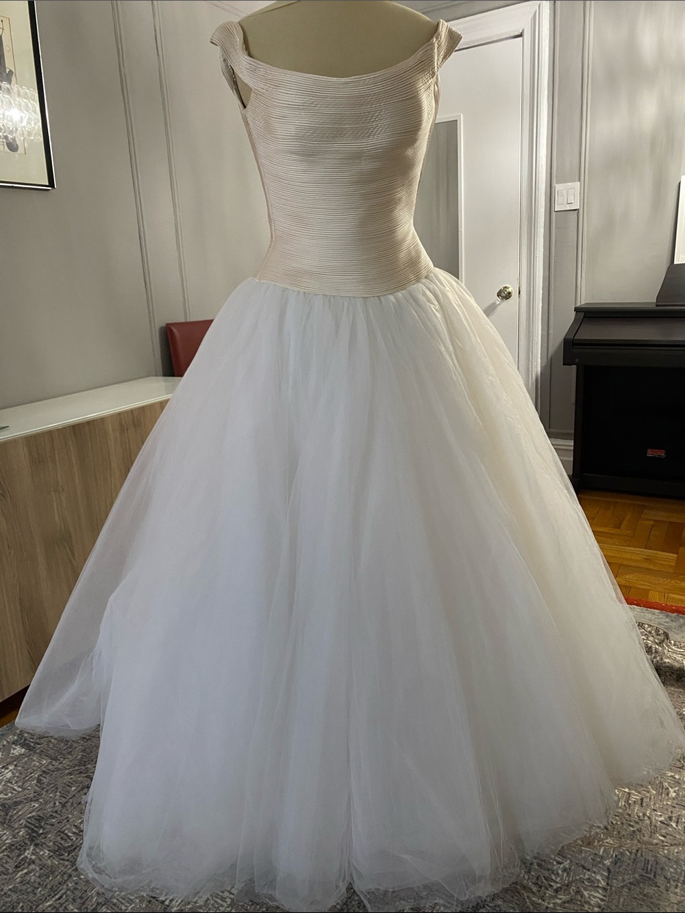 Vintage Helen Morley Ivory and White Tulle Wedding Dress